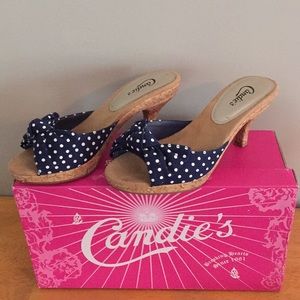 Candies Navy Polka Dot Slides